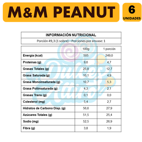 M&M Amarillo - Peanut - Mani (Pack Con 6 Unidades)-2