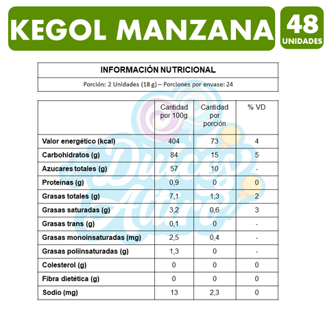 Kegol Sabor Manzana - Caramelos (Caja Con 48 Unidades)-2
