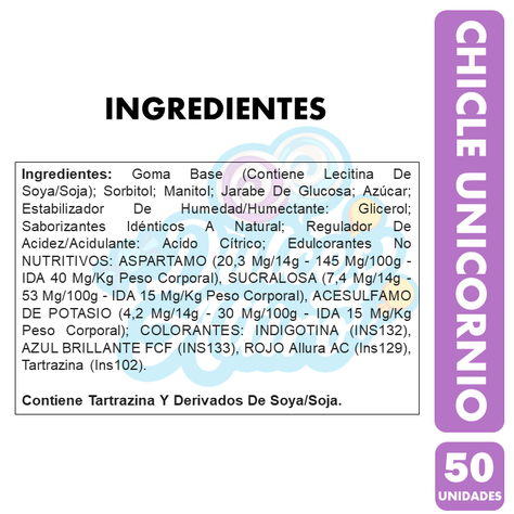 Chicles De Unicornios - Sabor Frambuesa Mora (Caja Con 50Un)-1