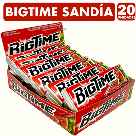 Bigtime Sabor Sandia - Chicle Sin Azúcar (Caja Con 20 Un)-0