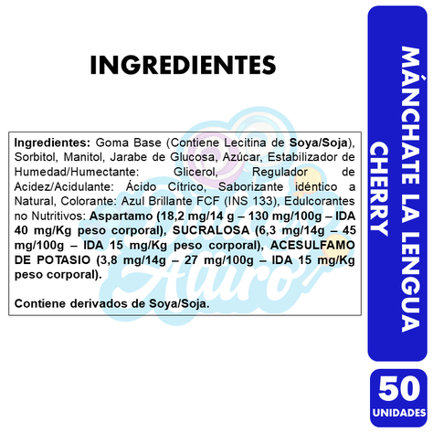 Manchate La Lengua Celeste - Sabor Cherry (Caja Con 50 Uni)-1