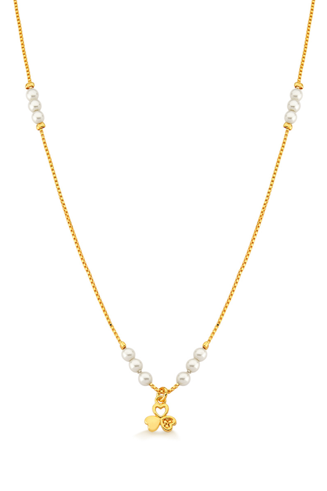 COLLAR MUJER ORO LAMINADO TREBOL PERLAS - DORADO-0