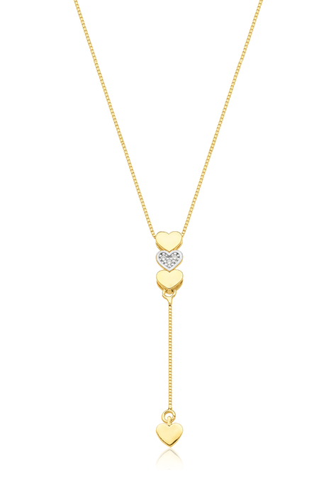 Collar Vanité Corazones Oro Laminado-0