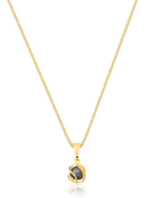 COLLAR MUJER ORO LAMINADO PEARL BLACK-1