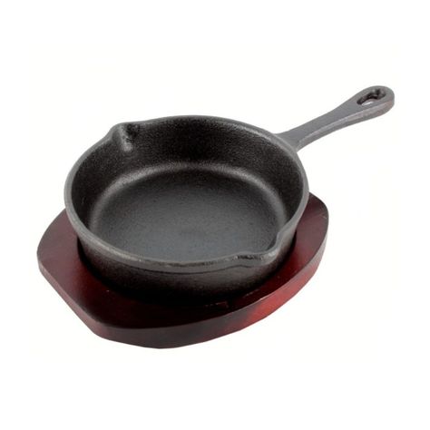 Sartén Fierro 13cm con Base de Madera Negro Lugano-1