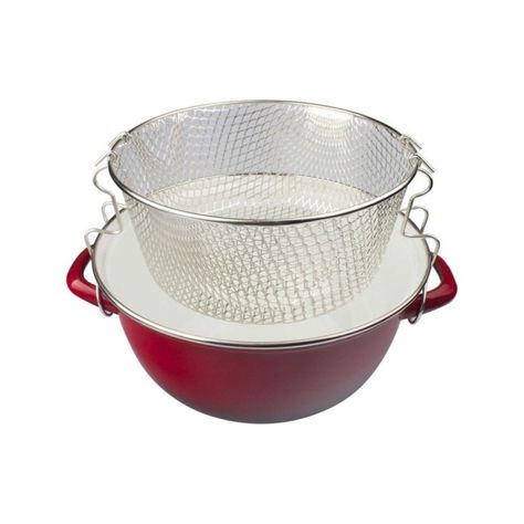 Olla Freidora con Cestillo con Tapa Vidrio 24cm Rojo Ibili-0