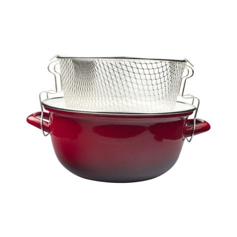 Olla Freidora con Cestillo con Tapa Vidrio 24cm Rojo Ibili-2