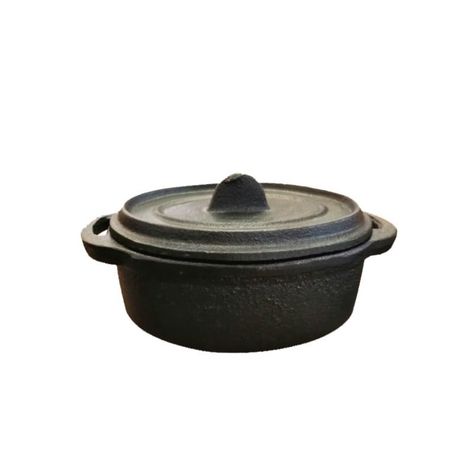 Mini Cacerola Ovalada con Tapa Fierro 12,5cm Negro Lugano-0