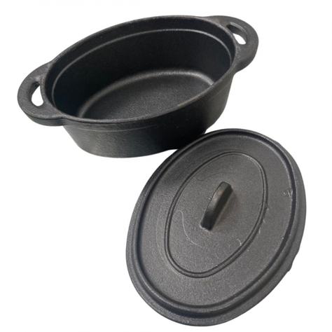 Mini Cacerola Ovalada con Tapa Fierro 12,5cm Negro Lugano-1