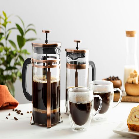 Cafetera Francesa 1lt Vidrio Borosilicato Cobre Lugano-1