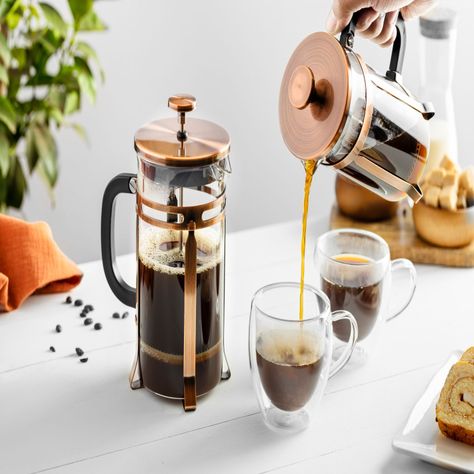 Cafetera Francesa 1lt Vidrio Borosilicato Cobre Lugano-2