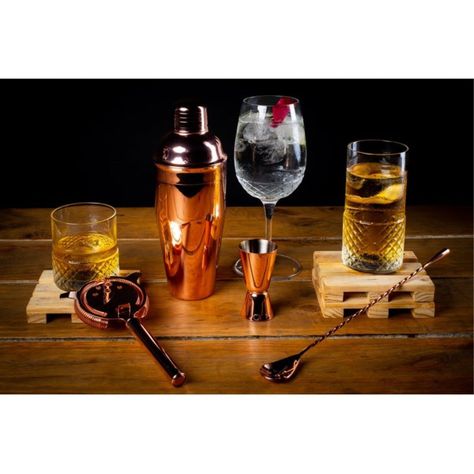 Set Bar 4pzs Cobre Manhattan Lux Acero Inoxidable Lugano-1