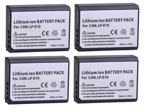 4 BATERÍAS LP-E10 ALTERNATIVAS CANON T3 T5 T6 T7 T100-0
