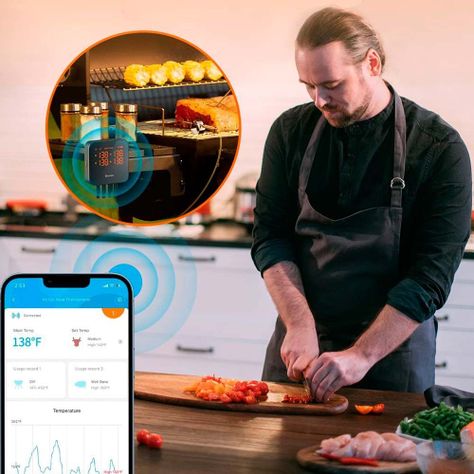 Termómetro de Carne Wifi con 4 Sondas-2