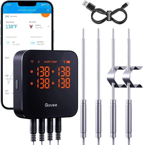 Termómetro de Carne Wifi con 4 Sondas-0