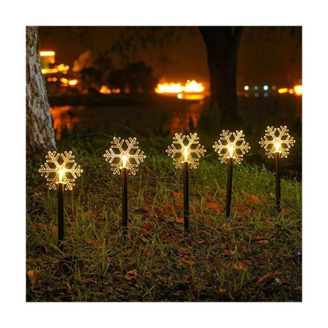 Estaca Solar Copo de Nieve de Navidad Jardín Pack 5-0