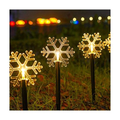 Estaca Solar Copo de Nieve de Navidad Jardín Pack 5-1