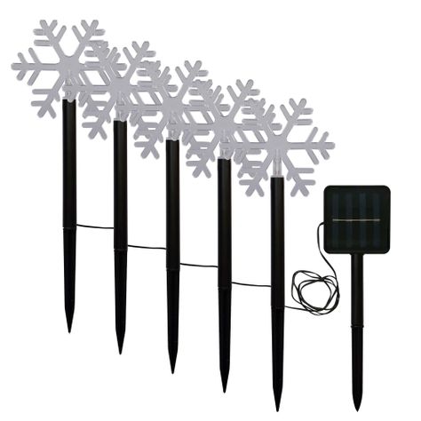 Estaca Solar Copo de Nieve de Navidad Jardín Pack 5-2