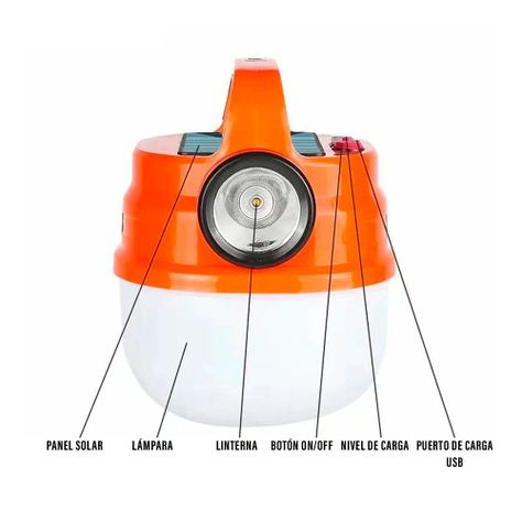 Lámpara y Linterna LED Solar Recargable -1