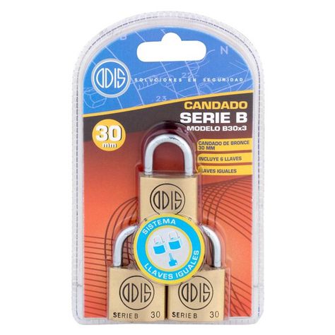 Pack 3 Candados Odis B30 30mm - Llaves Iguales-6