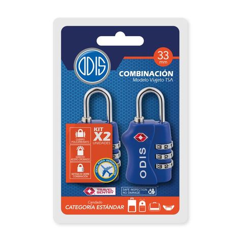 Pack 2 Candados Odis TSA Maleta Viaje Combinación - Azul-3