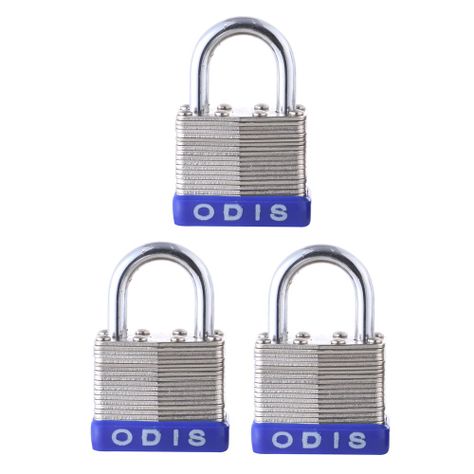 Pack 3 Candados Laminado Odis 50mm - Llaves Iguales-0