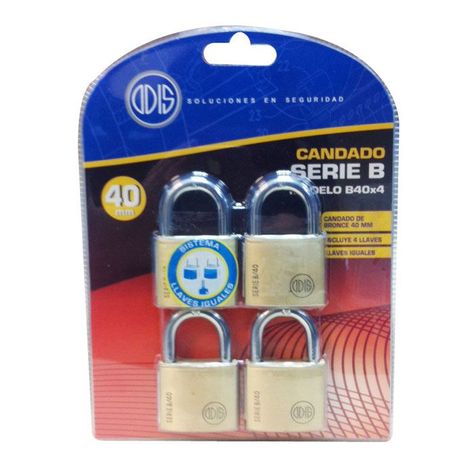 Pack 4 Candados Odis B40 40mm - Llaves Iguales-3