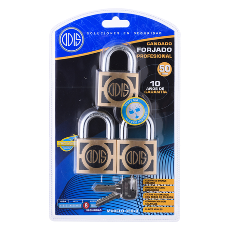 Pack 3 Candados Odis 350 50mm - Llaves Iguales-6