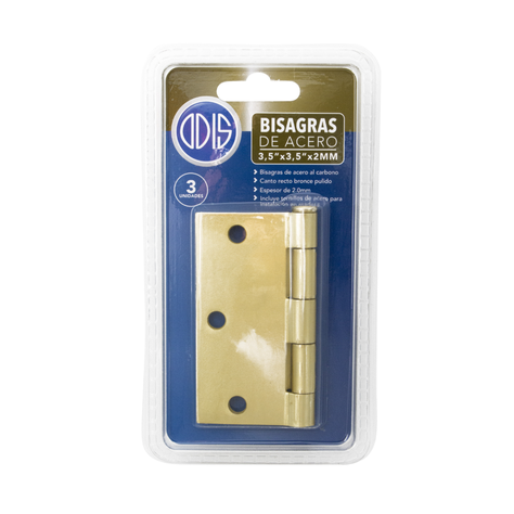 Pack 3 Bisagra Acero Odis 3,5” x 3,5”x 2,0mm bronce pulido-4