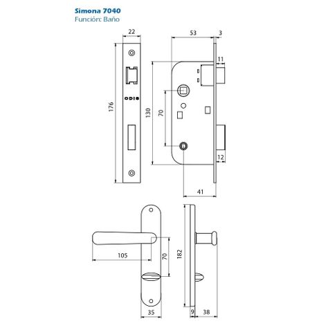 Cerradura Embutir Odis Simona 7040 Dormitorio - Negro-2