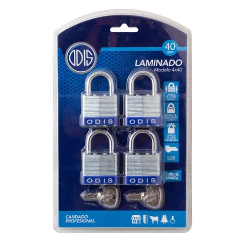 Pack 4 Candados Laminado Odis 40mm - Llaves Iguales-5