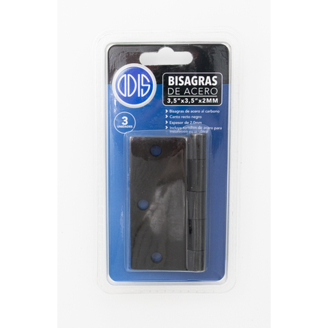 Pack 3 Bisagra Acero Odis 3,5” x 3,5”x 2.0mm c recto negro-3