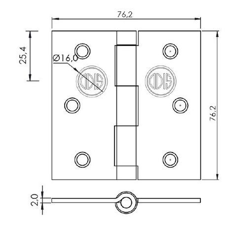 Pack 3 Bisagra Acero Odis 3,5” x 3,5”x 2.0mm c recto negro-4