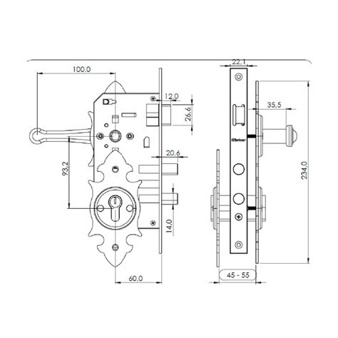 Cerradura Embutir Oister Trancura Manilla Interior - Negro-1