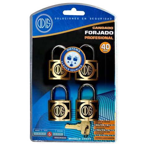 Pack 4 Candados Odis 340 40mm Llaves Iguales-8