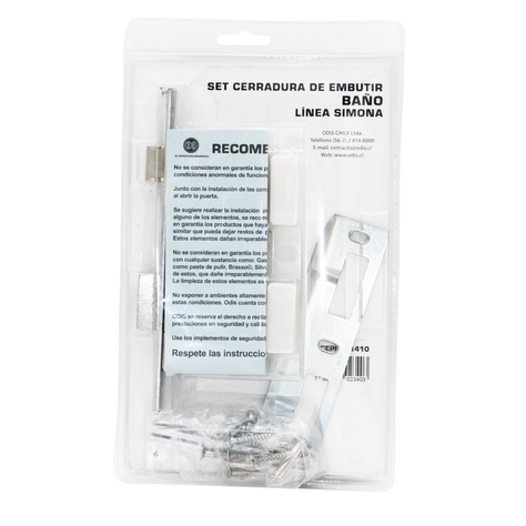 Cerradura Embutir Odis Simona 7040 Baño - Plata-3