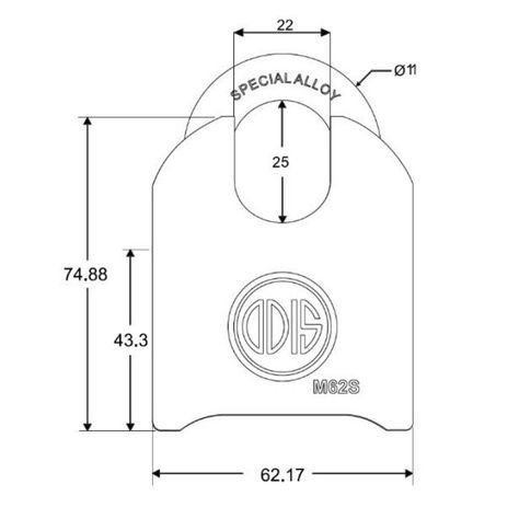 Candado Odis M62SC 62mm Combinación Hombros - Negro-2