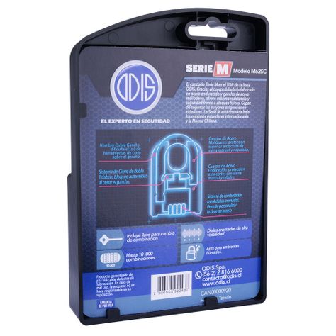 Candado Odis M62SC 62mm Combinación Hombros - Negro-4