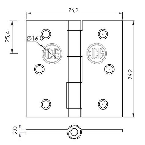 Pack 3 Bisagras Acero Odis 3”X 3”X 2.0mm Plata-3