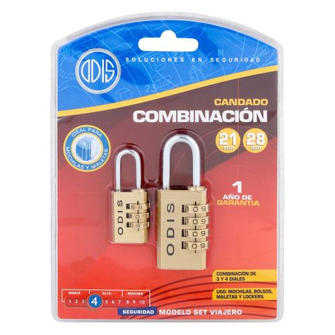 Pack 2 Candados Combinación Odis 3 y 4 Diales Maleta Casillero-6