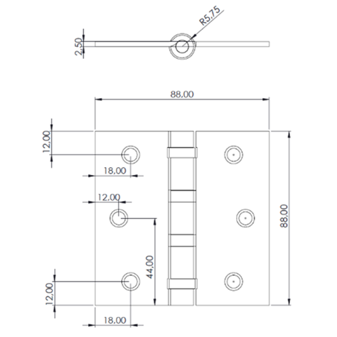 Pack 3 Bisagras Fierro Odis Con Rodamiento 3,5"3,5"2,2 Mm-4