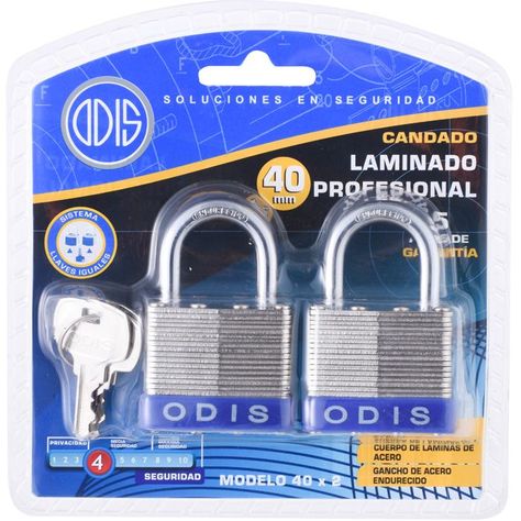 Pack 2 Candados Odis Laminado 40mm - Llaves Iguales-5
