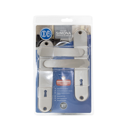 Cerradura Embutir Odis Simona 7040 Dormitorio - Plata-3