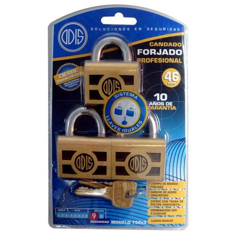 Pack 3 Candados Odis 750 46mm Llaves Iguales-3