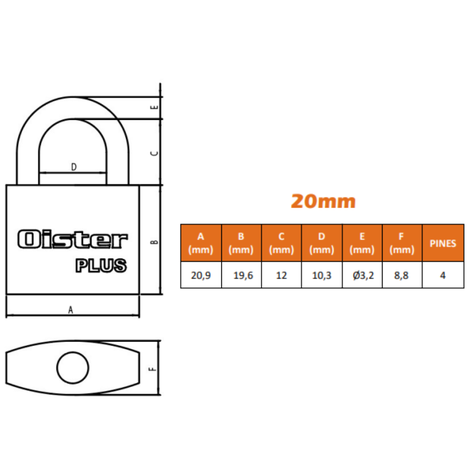 Candado Oister PLUS 20mm-4