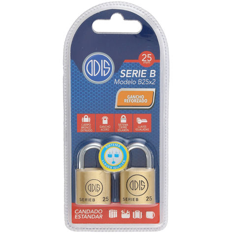 Pack 2 Candados Odis B25 25mm - Llaves Iguales-2