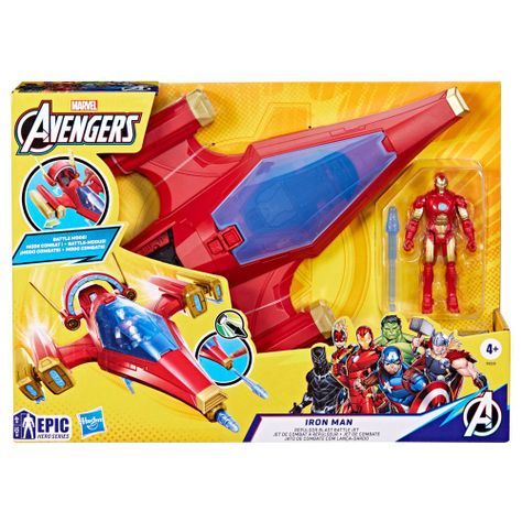 Figura de Acción Marvel Avengers Epic Hero Series Iron Man Jet de Combate-1