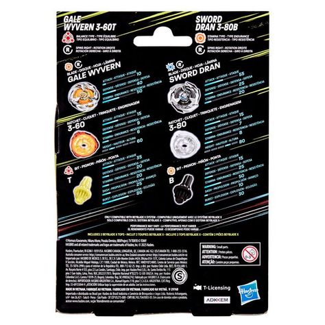 Trompo Beyblade X Pack Doble Gale Wyvern 3-60T y Sword Dran 3-80B-3