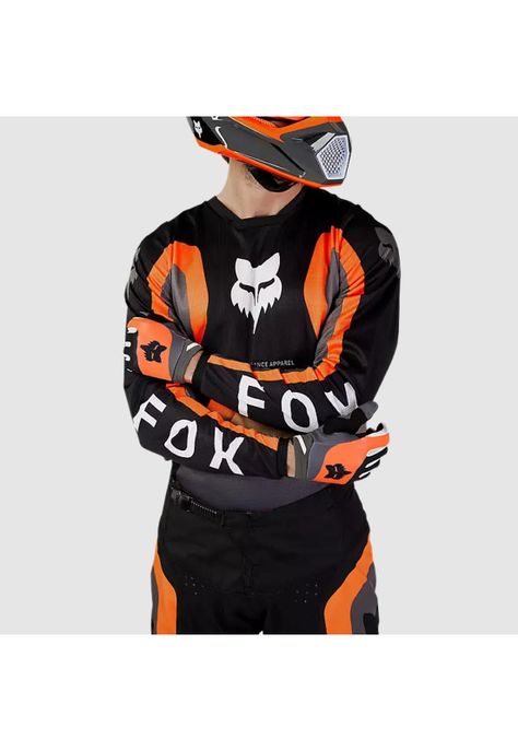 Polera Moto 180 Ballast Negro/Naranjo Fox-3