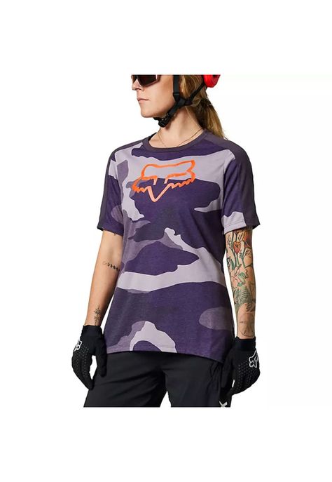 Polera Bicicleta Mujer Drirelease Camo Morado Fox-2